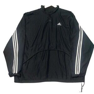 Vintage Adidas Windbreaker Pullover Jacket Mens XL Black White 3 Stripe